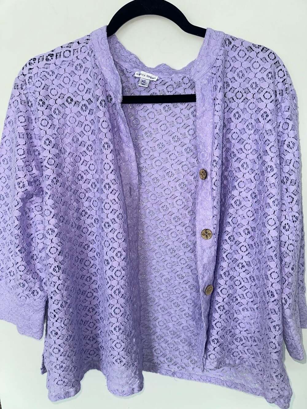 Rebecca Malone Purple Lace Front Open Cardigan Shrug XL